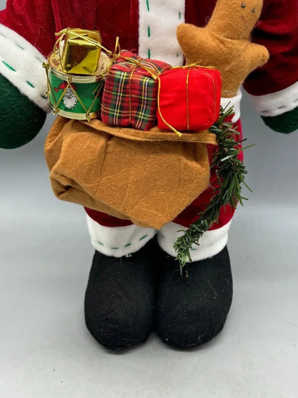 Santa Bear Plush Decor Holding Gifts Red Velvet Outfit Christmas 21